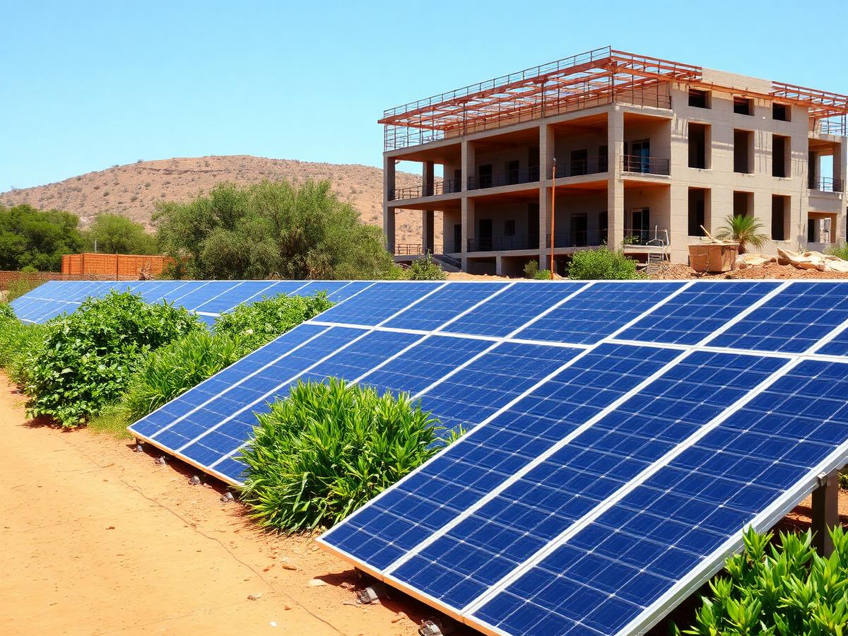 Solar installation beside a South African construction project